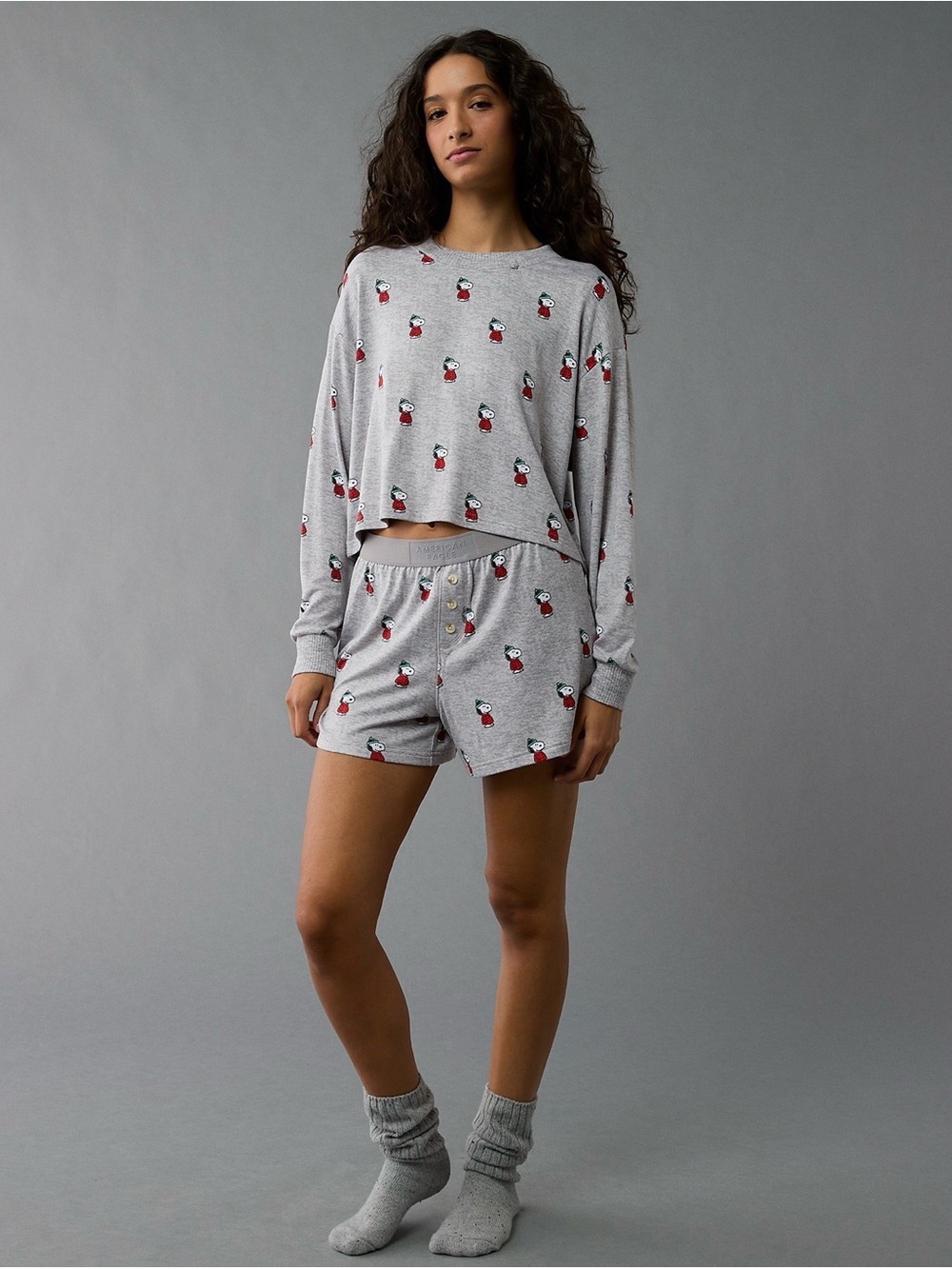 AE Luxe Plush Snoopy Long Sleeve
+ Short PJ Set